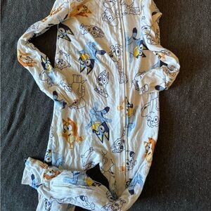 Kids Cartoon Character Pajama Footies - Blue and Orange BAMBOO